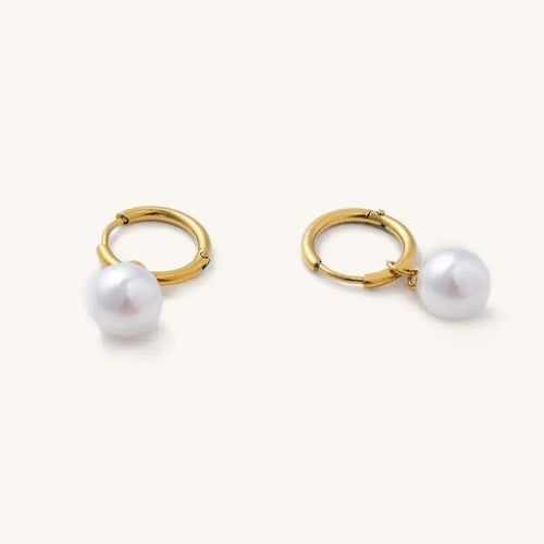 Florence Gold Pearl Hoop Huggies