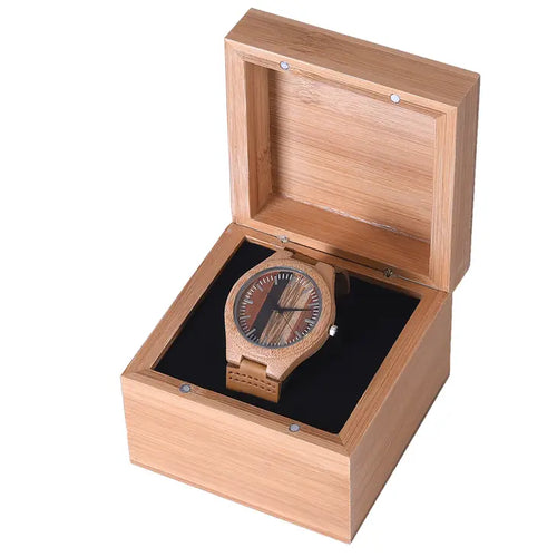 Bamboo Watch With Leather Strap