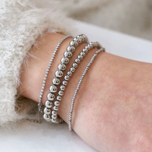 Waterproof Silver Ball Bracelets-Medium