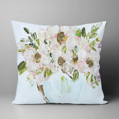 "White Gardenias" on 18'X18" Pillow - Lucky Bird