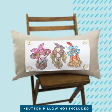 Farm "Bow and Glasses Animals" Pillow Swap - Lucky Bird