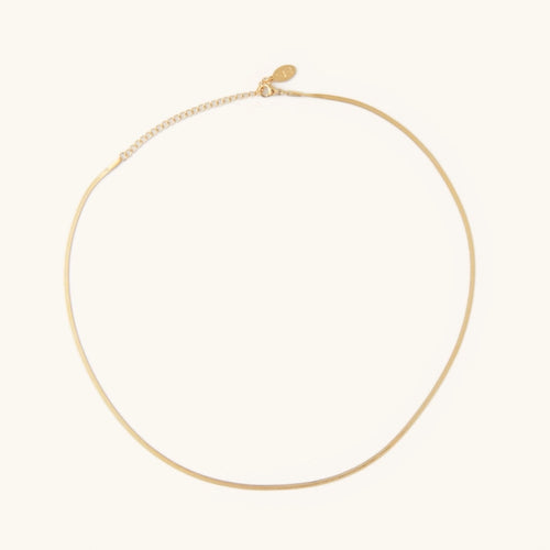Micro Herringbone Necklace- Gold