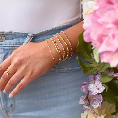 Pink Crystal Beaded Bracelet