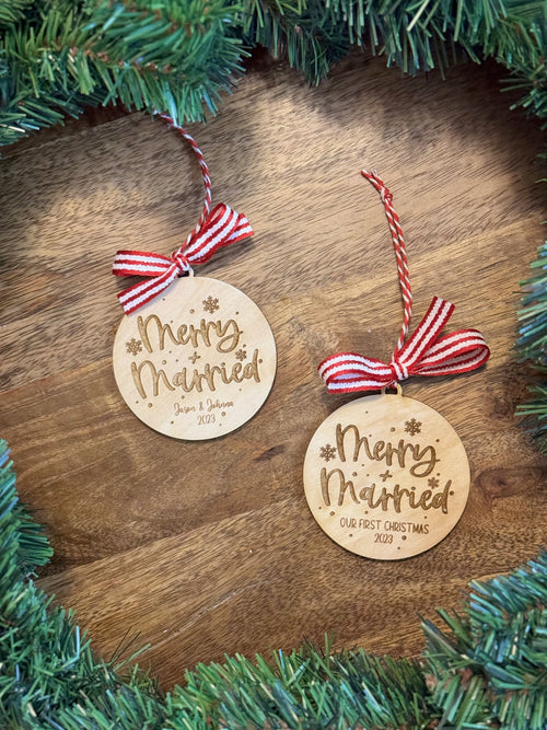 Personalized Merry and Married Ornament