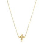 16" Necklace Gold - Classic Beaded Signature Cross Gold - 3mm Bead Gold