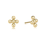 Classic Beaded Signature Cross Stud- 4mm Bead Gold