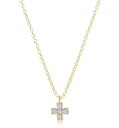 14k Gold and Diamond Significance Cross Necklace