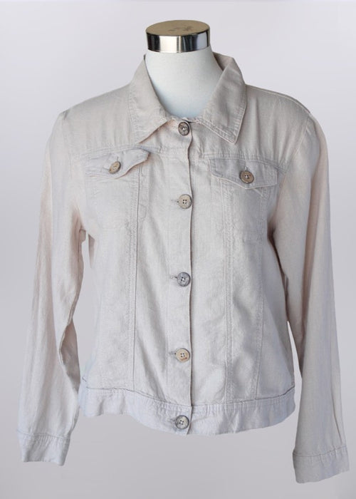 White Linen Jean Style Jacket - Keren Hart