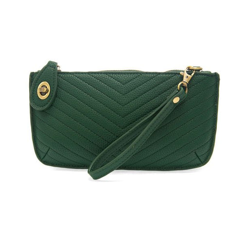 Forest Green Quilted Mini Crossbody Wristlet Clutch