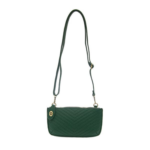 Forest Green Quilted Mini Crossbody Wristlet Clutch
