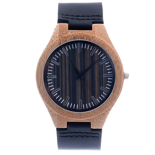Bamboo Watch With Leather Strap