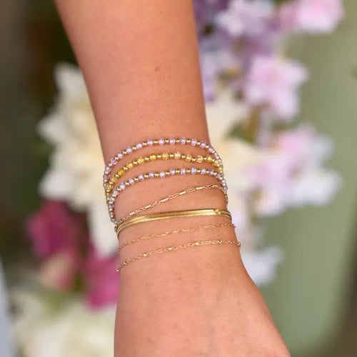 Pink Crystal Beaded Bracelet