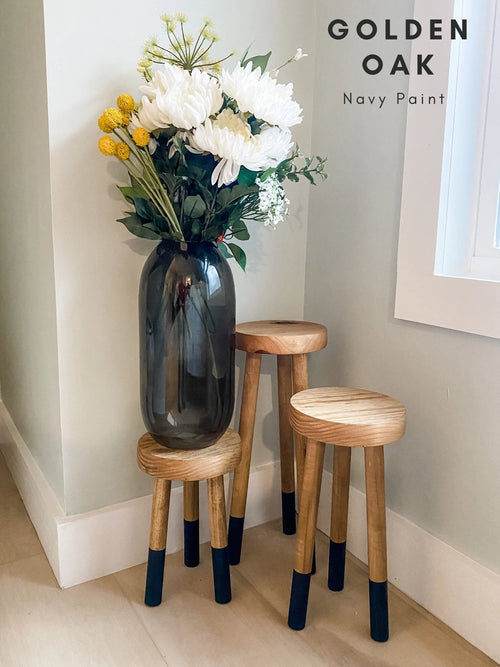 Handmade Wood Accent Stool/Plantstand - Pinapple Original