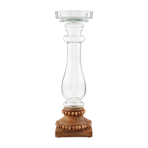 Medium Wood and Glass Candleholder